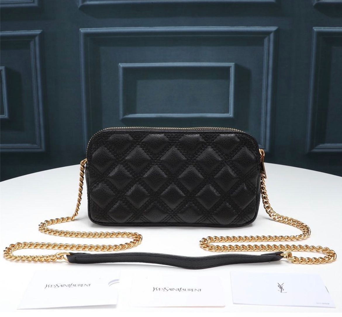 YSL Mini borsa in matelasse nera e oro
